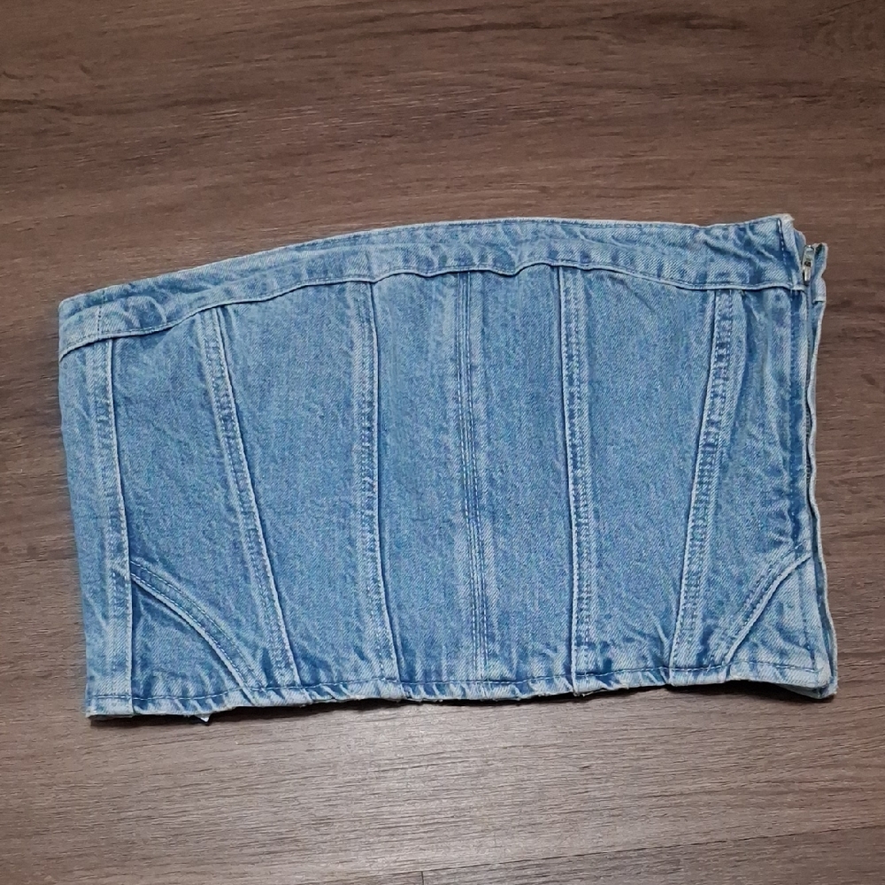 Zara Light Blue Denim Top